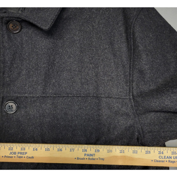 Carbon Coat Mens XL Charcoal Gray Wool Blend Car Coat Button Front Lined Pockets - Picture 7 of 11